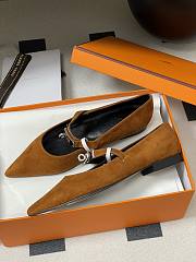 Hermes Kelly Ballet Flat Suede Brown - 5