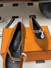 Hermes Kelly Ballet Flat Suede Brown - 3
