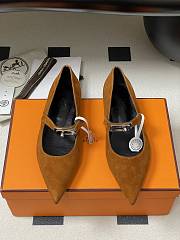 Hermes Kelly Ballet Flat Suede Brown - 2