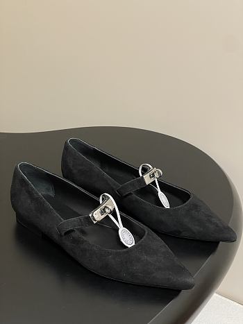 Hermes Kelly Ballet Flat Suede Black
