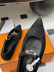 Hermes Kelly Ballet Flat Suede Black - 6