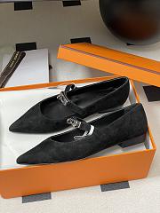 Hermes Kelly Ballet Flat Suede Black - 5