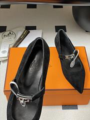 Hermes Kelly Ballet Flat Suede Black - 4