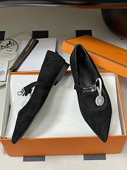 Hermes Kelly Ballet Flat Suede Black - 3