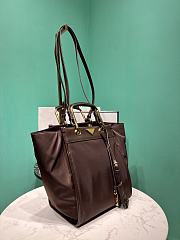 Prada Medium Re-nylon And Leather Tote Bag 1BG578 Dark Brown - 28.5x23x15cm - 2
