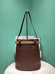 Prada Buckle Leather Bucket Bag With Jeweled Belt Brown 1BE085 - 26.5x29x18cm - 5