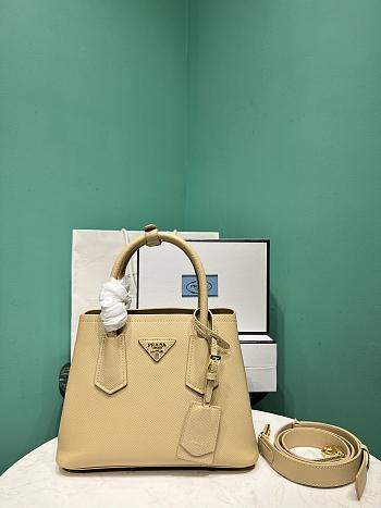 Prada Small Prada Double Saffiano Leather Bag 1BG443 Beige - 25x12.5x18.5cm