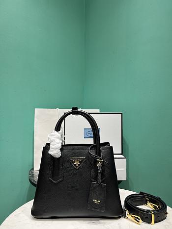 Prada Small Prada Double Saffiano Leather Bag 1BG443 Black - 25x12.5x18.5cm
