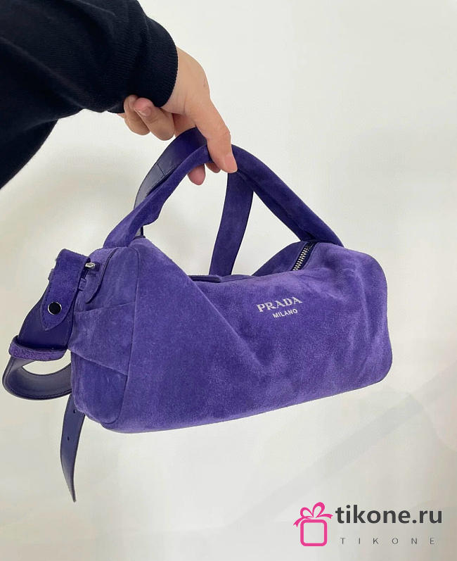 Prada Suede Leather Shoulder Bag 2VH188 Purple - 24x11x11cm - 1