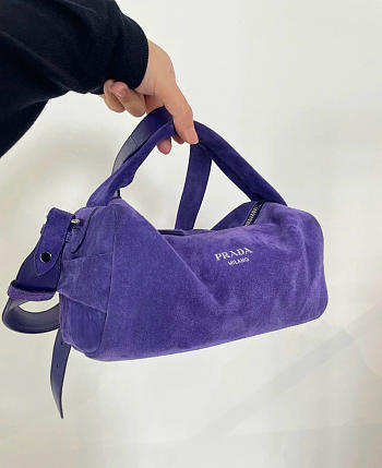Prada Suede Leather Shoulder Bag 2VH188 Purple - 24x11x11cm