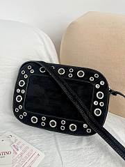 Valentino Garavani Nellcote Suede Shoulder Bag Black - 23x16x6cm - 6