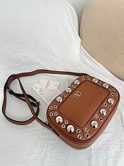 Valentino Garavani Nellcote Grained Calfskin Shoulder Bag Brown - 23x16x6cm - 5