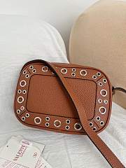 Valentino Garavani Nellcote Grained Calfskin Shoulder Bag Brown - 23x16x6cm - 3
