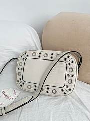 Valentino Garavani Nellcote Grained Calfskin Shoulder Bag White - 23x16x6cm - 2