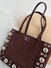 Valentino Garavani Nellcote Mini Suede Shopping Bag Brown - 21x16x5cm - 6