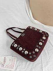 Valentino Garavani Nellcote Mini Suede Shopping Bag Brown - 21x16x5cm - 4