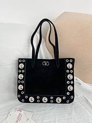 Valentino Garavani Nellcote Mini Suede Shopping Bag Black - 21x16x5cm - 1
