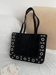 Valentino Garavani Nellcote Mini Suede Shopping Bag Black - 21x16x5cm - 5