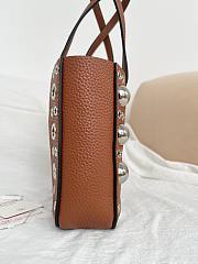 Valentino Garavani Nellcote Mini Grained Calfskin Shopping Bag Brown - 21x16x5cm - 6