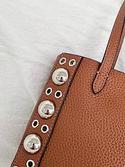 Valentino Garavani Nellcote Mini Grained Calfskin Shopping Bag Brown - 21x16x5cm - 5