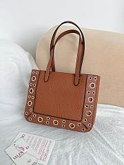 Valentino Garavani Nellcote Mini Grained Calfskin Shopping Bag Brown - 21x16x5cm - 4