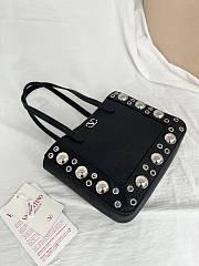 Valentino Garavani Nellcote Mini Grained Calfskin Shopping Bag Black - 21x16x5cm - 6