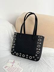 Valentino Garavani Nellcote Mini Grained Calfskin Shopping Bag Black - 21x16x5cm - 3