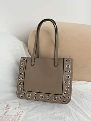 Valentino Garavani Nellcote Mini Grained Calfskin Shopping Bag Gray Elephant - 21x16x5cm - 5