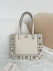 Valentino Garavani Nellcote Mini Grained Calfskin Shopping Bag White - 21x16x5cm - 1