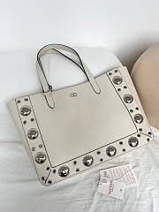 Valentino Garavani Nellcote Medium Grained Calfskin Shopping Bag White - 40x30x13cm - 5