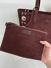 Valentino Garavani Nellcote Medium Suede Shopping Bag Brown - 40x30x13cm - 3