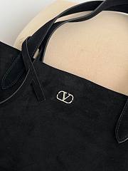 Valentino Garavani Nellcote Medium Suede Shopping Bag Black - 40x30x13cm - 5