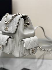 Chanel Grained Shiny Calfskin & Gold Tone Metal Backpack Gray - 21.5x19.5x12cm - 6