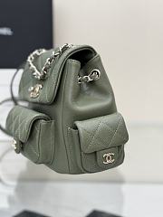 Chanel Grained Shiny Calfskin & Gold Tone Metal Backpack Khaki - 21.5x19.5x12cm - 6