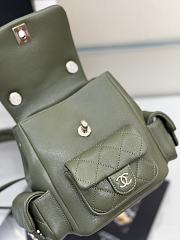 Chanel Grained Shiny Calfskin & Gold Tone Metal Backpack Khaki - 21.5x19.5x12cm - 5