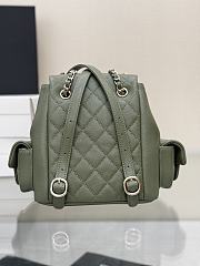 Chanel Grained Shiny Calfskin & Gold Tone Metal Backpack Khaki - 21.5x19.5x12cm - 4