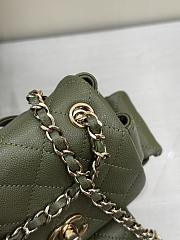 Chanel Grained Shiny Calfskin & Gold Tone Metal Backpack Khaki - 21.5x19.5x12cm - 3