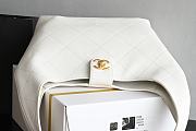 Chanel Large Hobo Bag Shiny Lambskin Gold Tone Metal White - 37x30x14cm - 3
