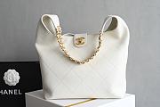 Chanel Large Hobo Bag Shiny Lambskin Gold Tone Metal White - 37x30x14cm - 4
