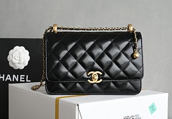 Chanel Wallet On Chain Shiny Calfskin Gold Tone Metal Black - 12.3x19.2x3.5cm