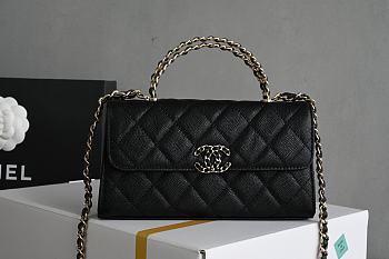 Chanel Clutch With Chain With Handle Grained Calfskin Black Gold Hardware - 18x10x4.5cm