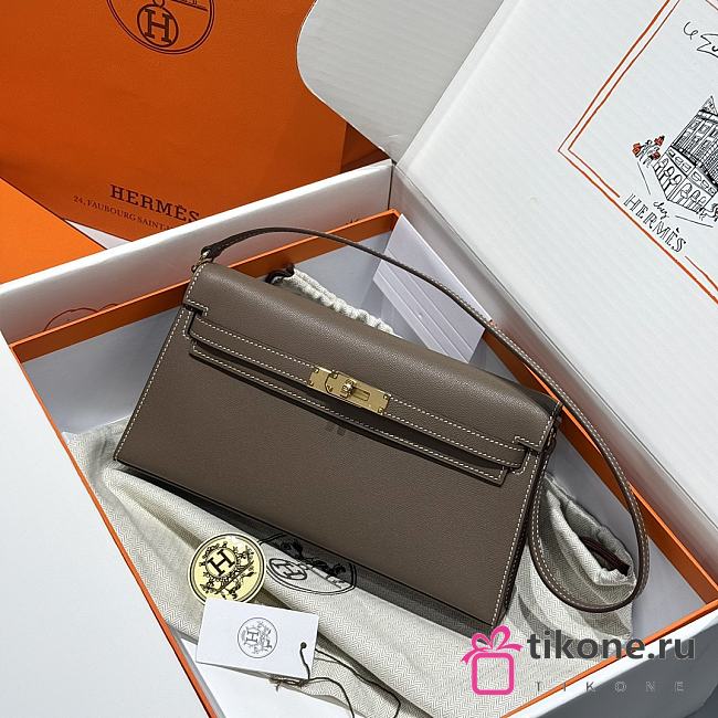 Hermes Elan Bag Gray Elephant Gold 28cm - 1