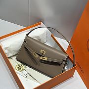 Hermes Elan Bag Gray Elephant Gold 28cm - 5