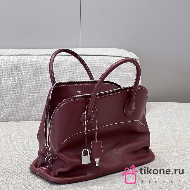 Hermes Bolide Bag Swift Leather Silver Red 35cm - 1