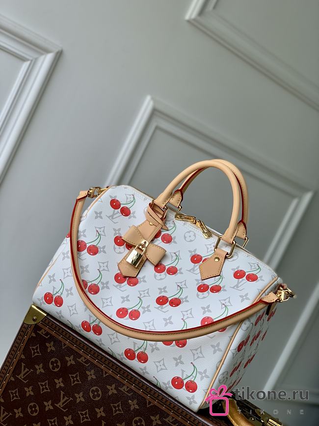 LVxTM Speedy Soft Bandouliere 30 Cherry Monogram White M14238 - 30x21x17cm - 1