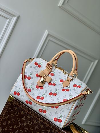 LVxTM Speedy Soft Bandouliere 30 Cherry Monogram White M14238 - 30x21x17cm