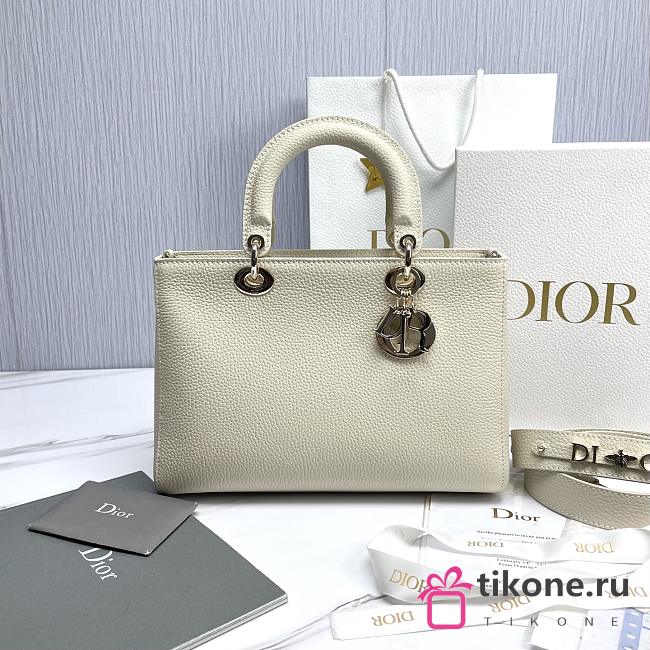 Medium Lady D-Sire My ABCDior Bag White Taurillon Leather - 30x20x13cm - 1