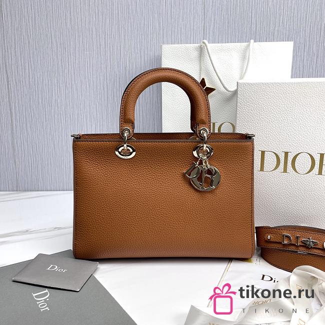 Medium Lady D-Sire My ABCDior Bag Brown Taurillon Leather - 30x20x13cm - 1