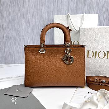 Medium Lady D-Sire My ABCDior Bag Brown Taurillon Leather - 30x20x13cm