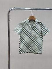 Burberry Kids Check Cotton Polo Shirt In Green  - 1